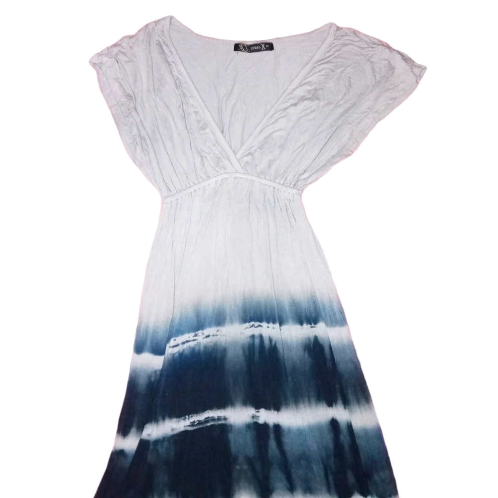 Urban X gray and blue  tye-dye dress deep V neck M
